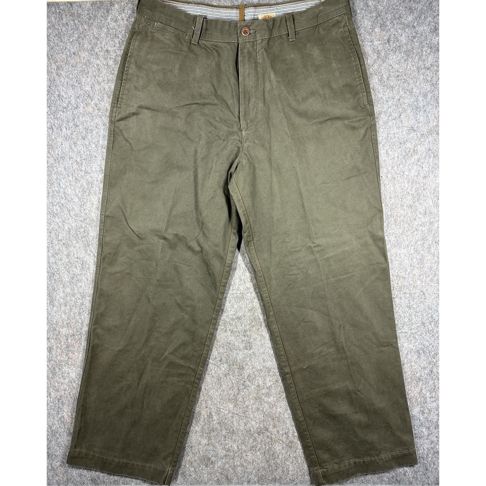 Timberland Pants Mens 36x30 Olive Green Chino Flat Front Cotton Casual